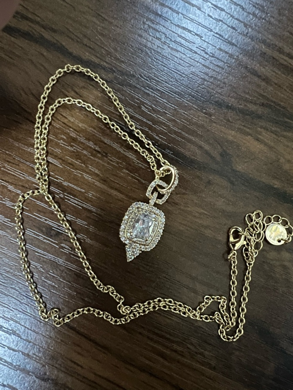 Gold Crystal Halo Pendant Necklace - Women Jewelry